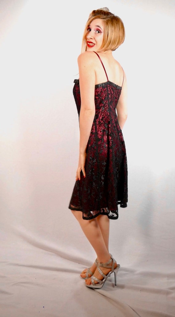 Betsey Johnson Evening Burgundy Lace Dress Size L… - image 5