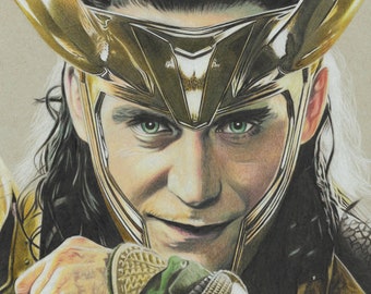 Tom Hiddleston Loki Colored Pencil Portrait Print 11x14