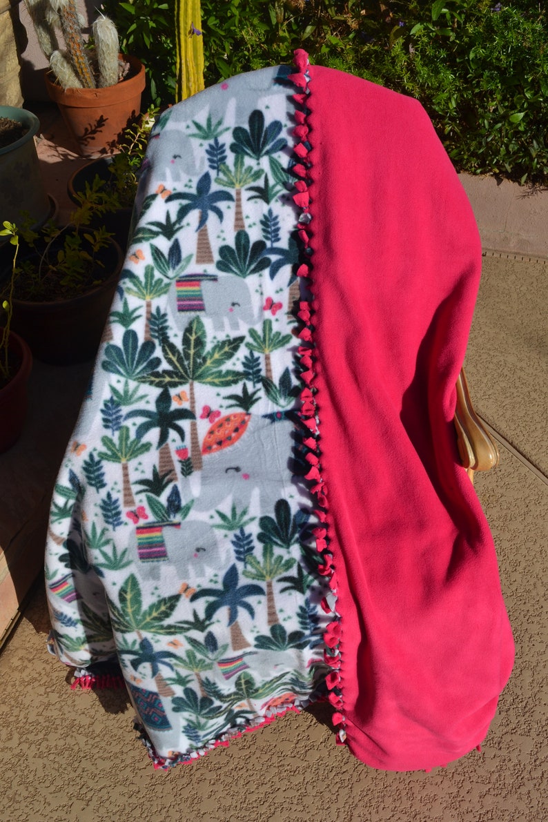 Boho Elephant No-Sew Fleece Blanket