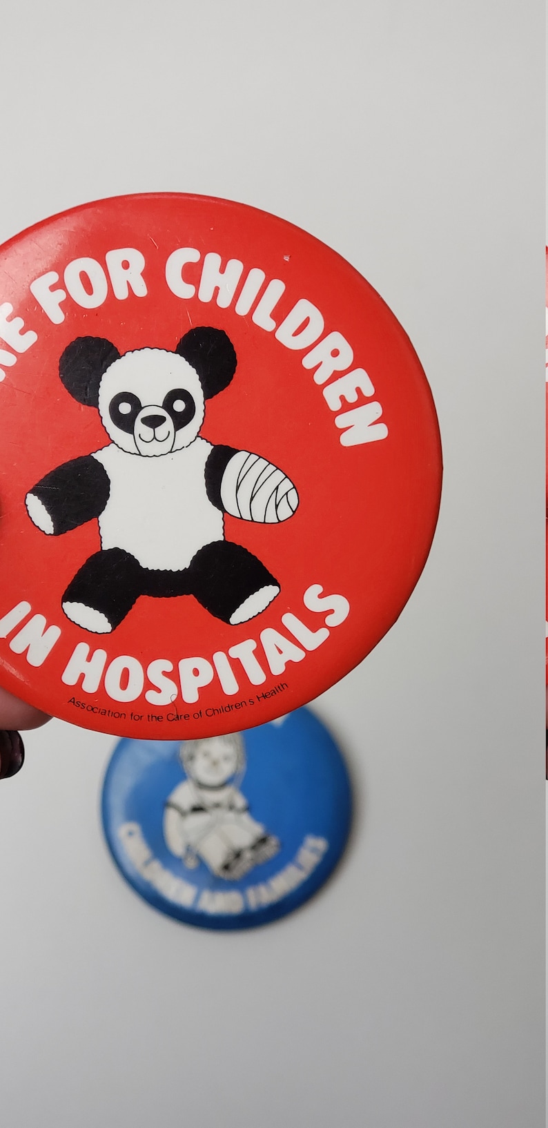 Vintage I Care for Children and families in Hospitals Pin Back