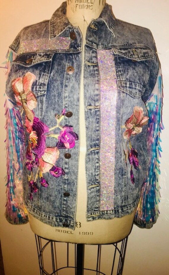 acid wash barbie denim jacket