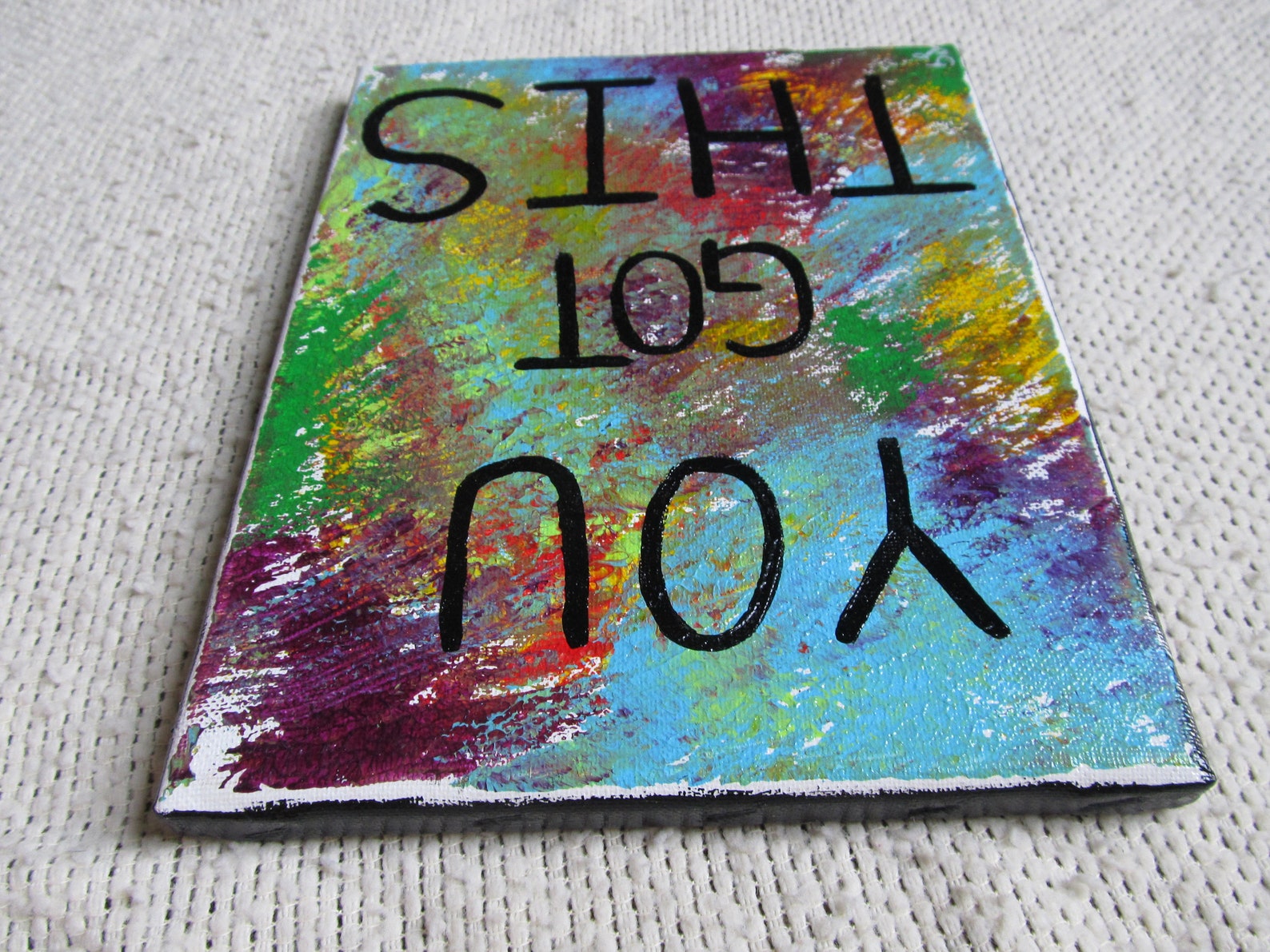 Pintura de afirmación positiva acrílica abstracta. | Etsy