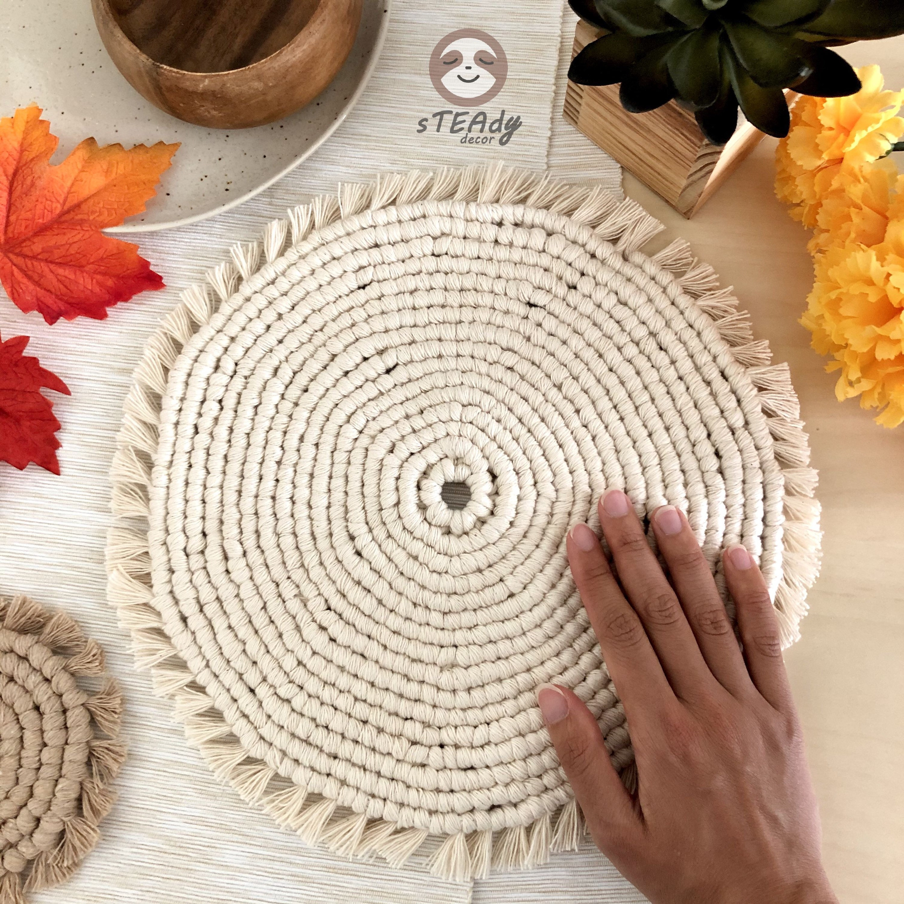 Macrame placemats 10 or 12 round centerpiece large Etsy