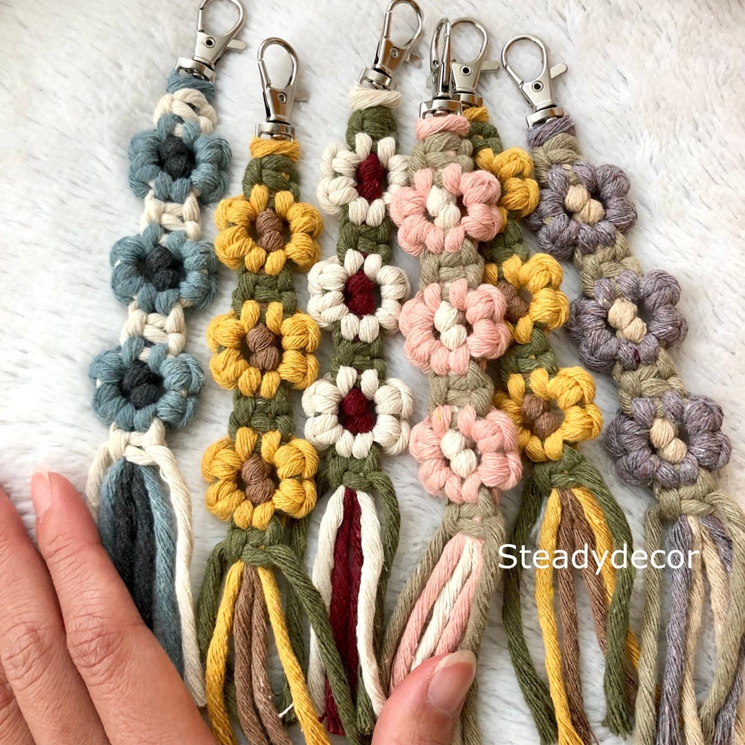 Macrame Keychain, Cute Rope Keychain Tassel, Short Small