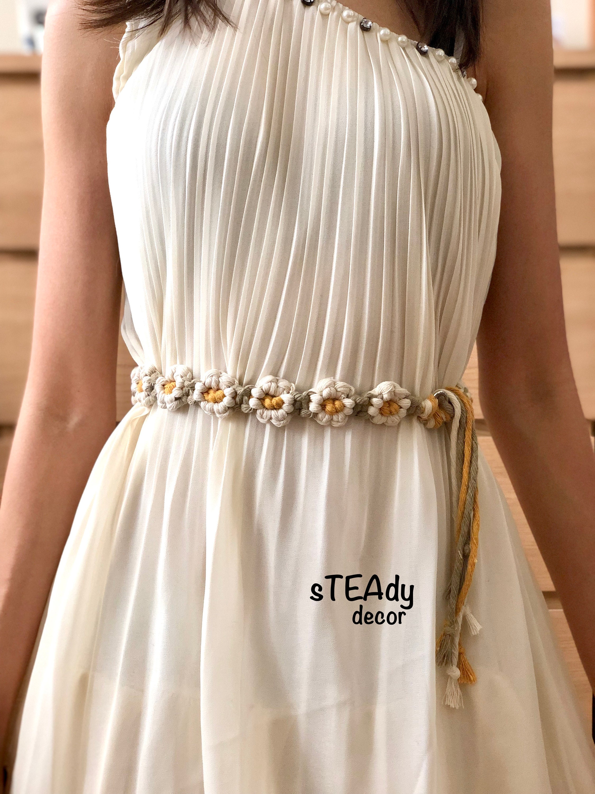 DIY Macrame Belt Flower Design Pattern Video Tutorial Women - Etsy UK