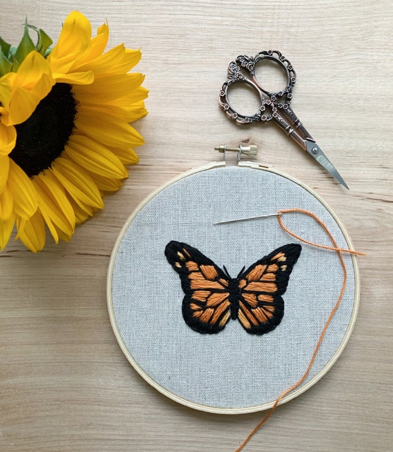 Monarch Butterfly Embroidery Keychain