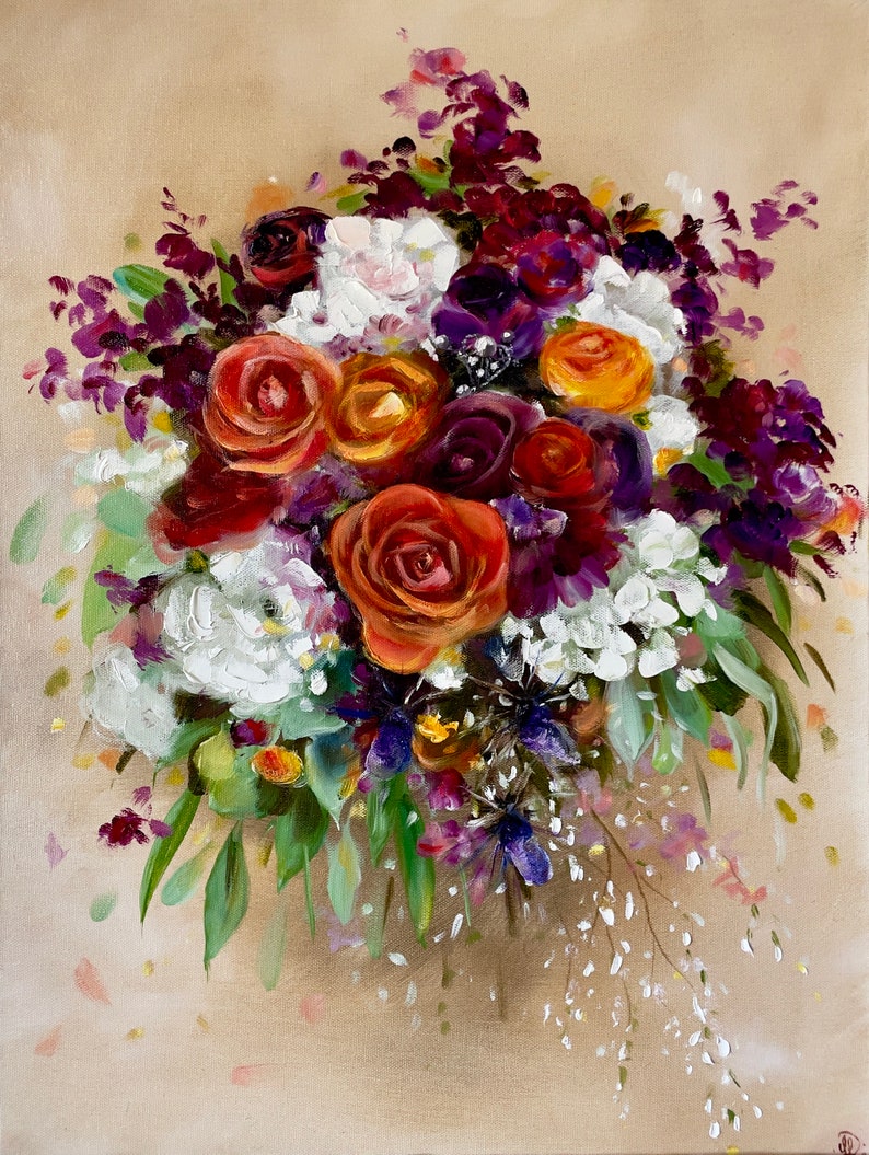 Custom Original Painting of your Wedding Bouquet by Leanne Larson image 6