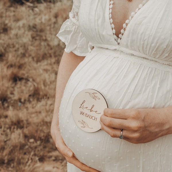 Baby Milestone - "Love in the Belly" Milestones for newborns made of wood Family Shooting Photography