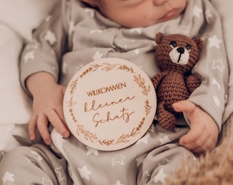 Baby Meilenstein Holz - Willkommen kleiner Schatz Shooting Babybauch Newborn shooting