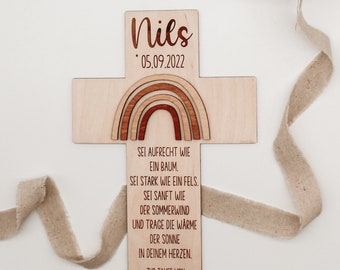 Croix de baptême - signe en bois personnalisé pour le baptême Idée de cadeau pour le baptême, la confirmation, la communion