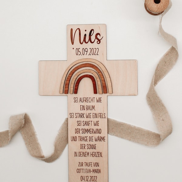 Baptismal cross - wooden sign personalized for baptism Gift idea for baptism, confirmation, communion