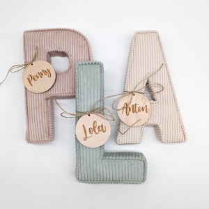 Fabric letters made of corduroy, children's room decoration, baby gift, birth, baptism, boho children's room, gift idea birth, letter decoration image 1