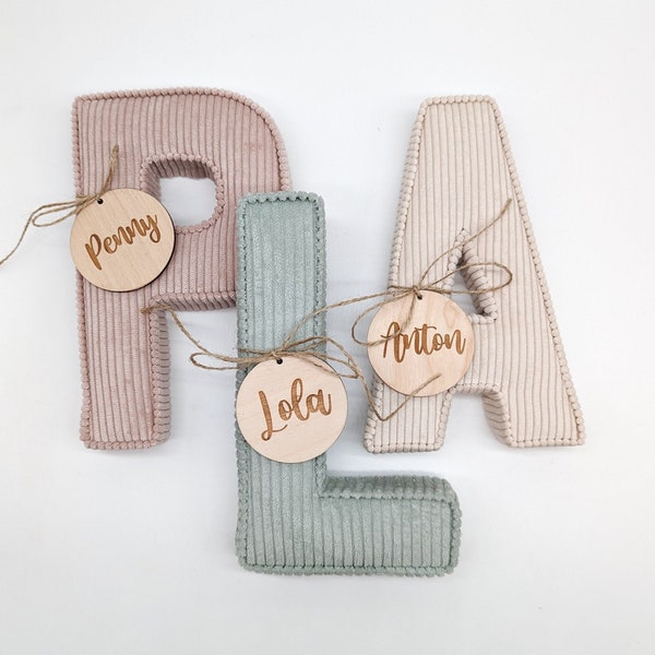 Letras de tela hechas de cordón, decoración habitación infantil, regalo bebe, nacimiento, bautizo, habitación infantil boho, idea regalo nacimiento, decoración letras