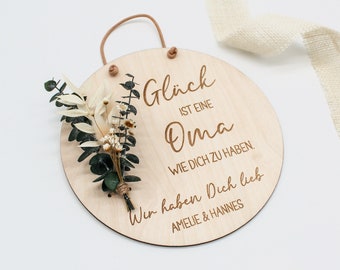 Holzschild Muttertag mit Trockenblumen Oma Mama Geschenkidee Karte Mothers day gift Opa