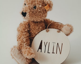 Name tag PUNCHED OUT Print letters personalized Babyshower Wooden sign Children's room Baby room ellizshop