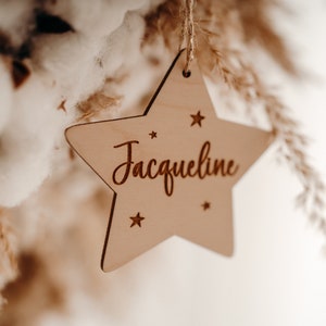 Wooden star personalized with name / gift tag / star pendant Christmas gift