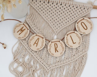 Name Garland Baby Gift Personalized Birth Gift Baby Wood Shield Name Tag Children's Room Baby Room ellizshop