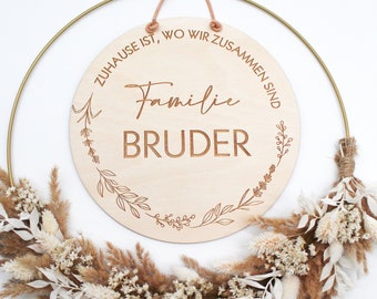 Familienschild Geschenkidee zur Hochzeit Holzschild Namensschild Familienschild Türschild Familie home gift