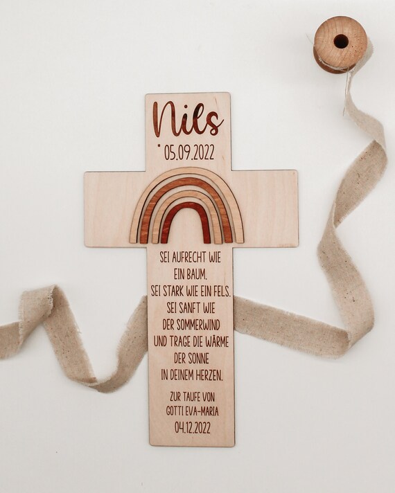 Baptismal Cross Wooden Sign Personalized for Baptism Gift Etsy