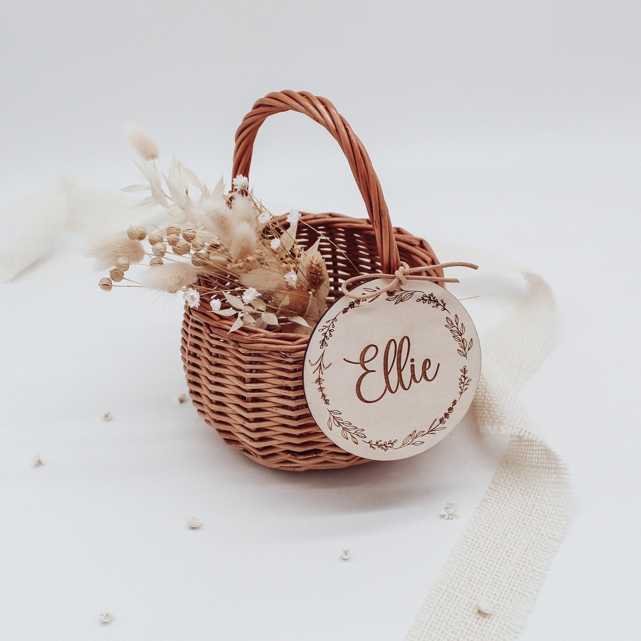 Panier de Pâques avec Enseigne en Bois Enfants Fleur Fille Panier Pâturage Idée Cadeau Sac Lapin