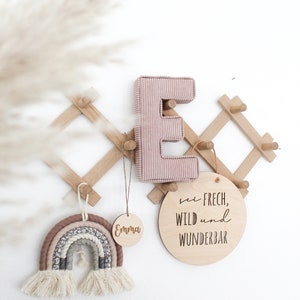 Letras de tela hechas de cordón, decoración habitación infantil, regalo bebe, nacimiento, bautizo, habitación infantil boho, idea regalo nacimiento, decoración letras Rosa