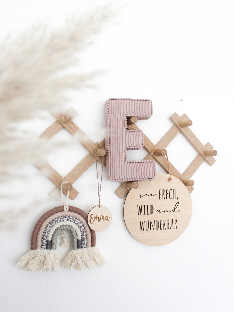 Letras de tela hechas de cordón, decoración habitación infantil, regalo bebe, nacimiento, bautizo, habitación infantil boho, idea regalo nacimiento, decoración letras Rosa