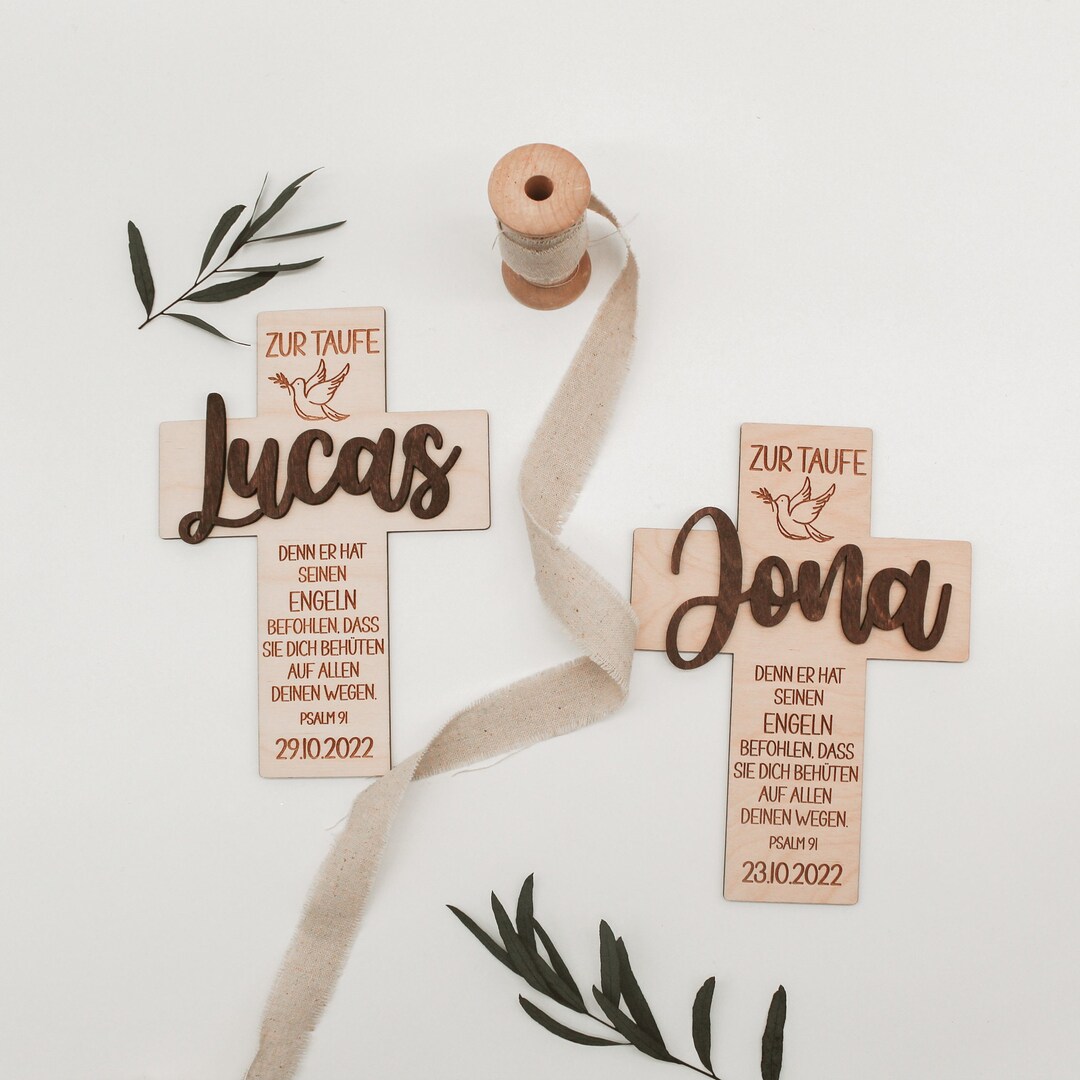 Baptismal Cross Wooden Sign Personalized for Baptism Gift Etsy
