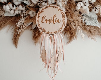 Traumfänger Ranke ZWEIGE Dreamcatcher Traumfänger mit Name personalisiert Holz Namensschild Holzschild Weihnachten