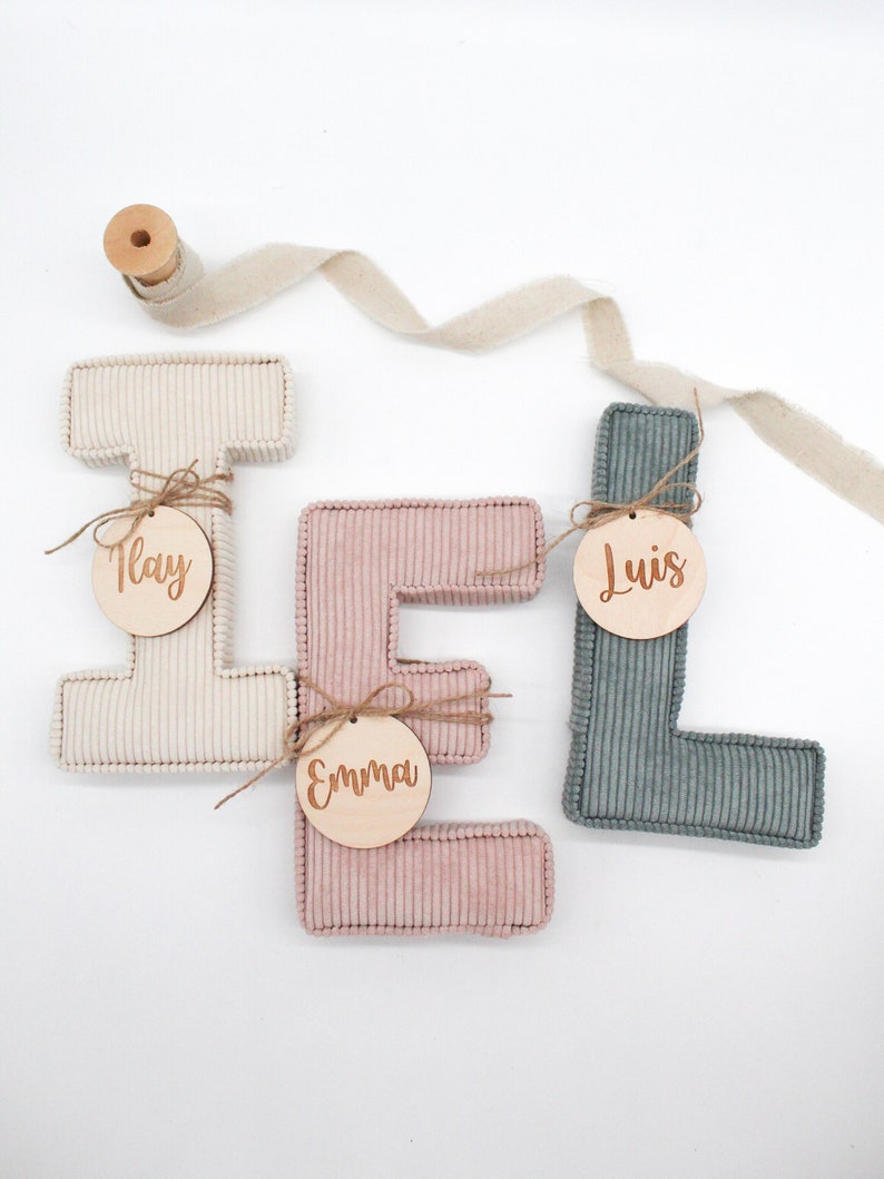 Fabric letters made of corduroy, children's room decoration, baby gift, birth, baptism, boho children's room, gift idea birth, letter decoration image 2