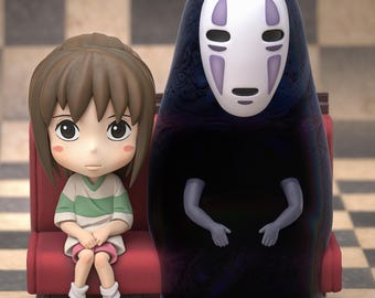 Chihiro with No Face | High Quality 3D Printed Chibi Resin Statue | Unpainted & Unassembled Kit
