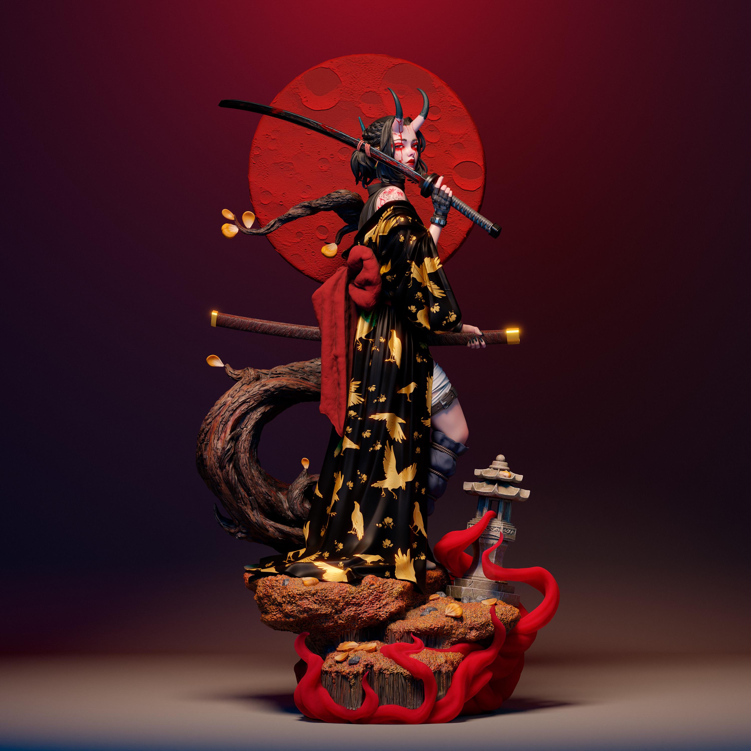 Oni Statue: 3D Printed Resin Japanese Folklore Kit (unpainted