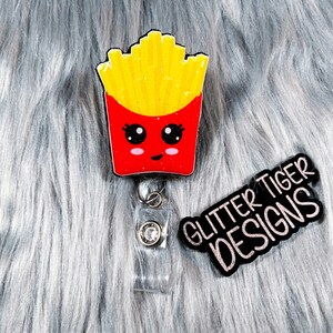 French Fry Badge Reel, Badge Reel, French Fries, Nurse Badge Reel, Retractable Badge, Cute Badge Reel, Fries, Food Badge Reel, Glitter Badge