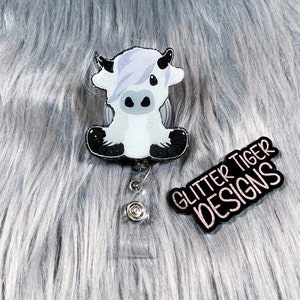 Highland Cow Badge Reel, Badge Reel, Cow Badge Reel, Nurse Badge Reel, Animal Badge Reel, Cute Badge Reel, Retractable Badge, Glitter Badge