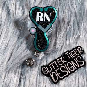 RN Badge Reel, Stethoscope Badge Reel, Nurse Gift, Badge Reel, Medical Badge Reel, Nursing Badge Reel, Registered Nurse Badge, Nurse Badge,