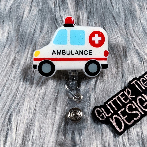 Ambulance Badge Reel, Badge Reel, Ambulance, EMT Badge Reel, Retractable Badge Reel, Paramedic Badge Reel, Medical Badge Reel, Paramedic, ID