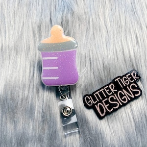Baby Bottle Badge Reel, Nurse Badge Reel, Medical Badge Reel, Baby Bottle, Baby Badge Reel, NICU Badge Reel, Badge Holder, Glitter Badge