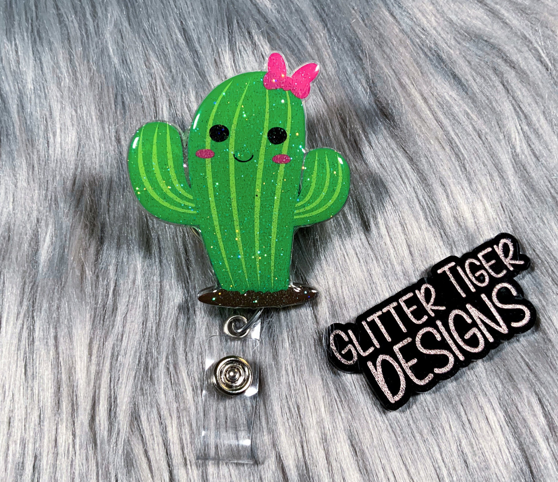 Cactus Sunflower Badge Reel Retractable Silicone Beads ID Card