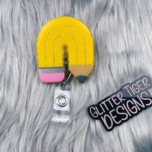 Glitter Pencil Badge Reel: Teacher Appreciation Gift
