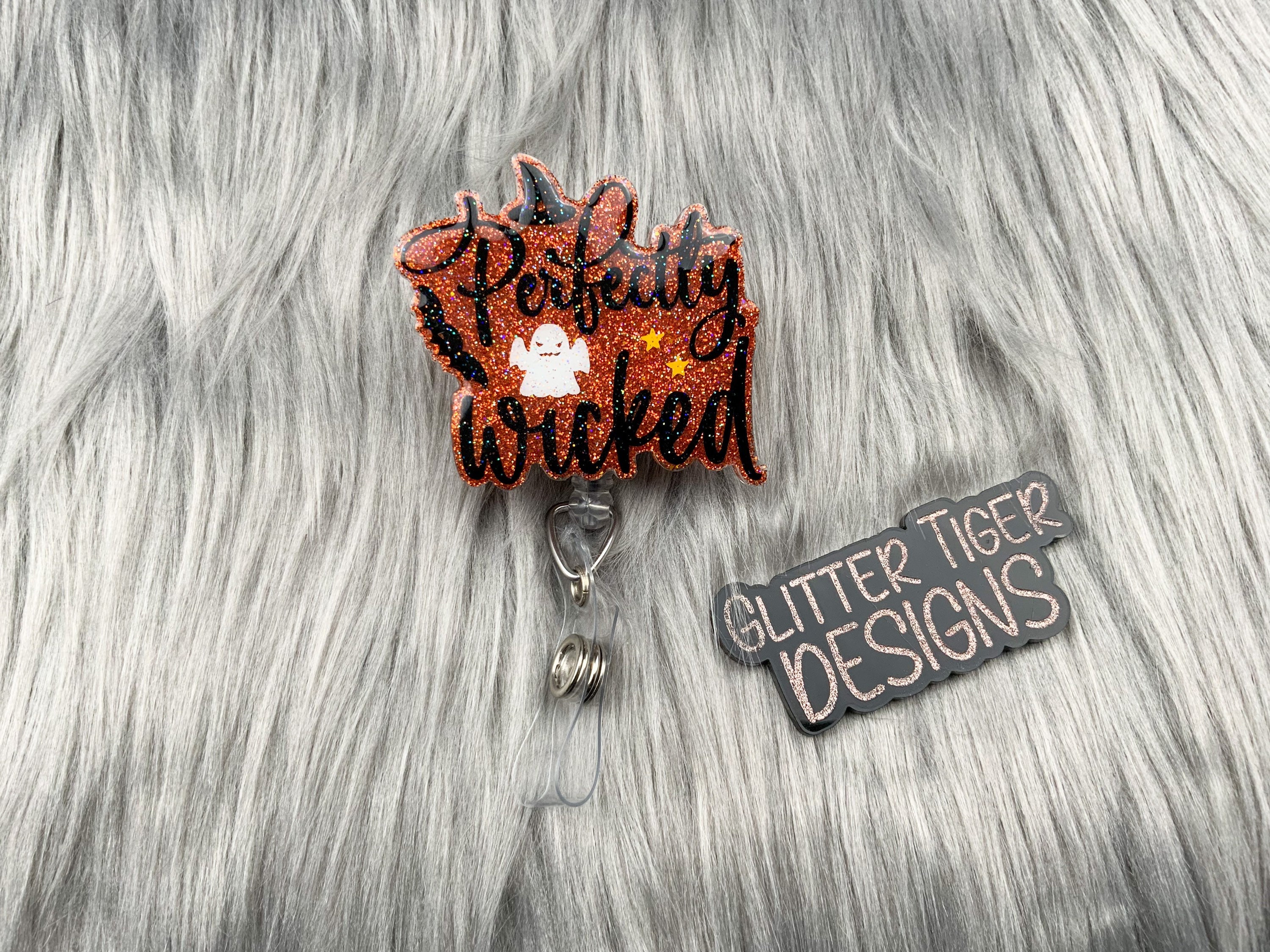 Halloween Wicked Badge Reel Halloween Glitter Cute Retractable
