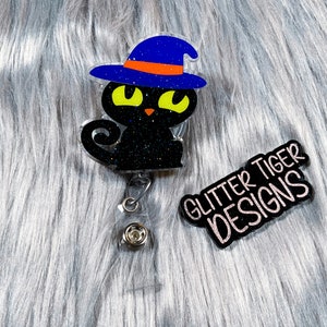 Halloween Cat Badge Reel, Halloween Witch Badge Reel, Witchy Cat, Cute Badge Reel, Nurse Badge Reel, Fun Badge Reel, Badge Reel, Pumpkin