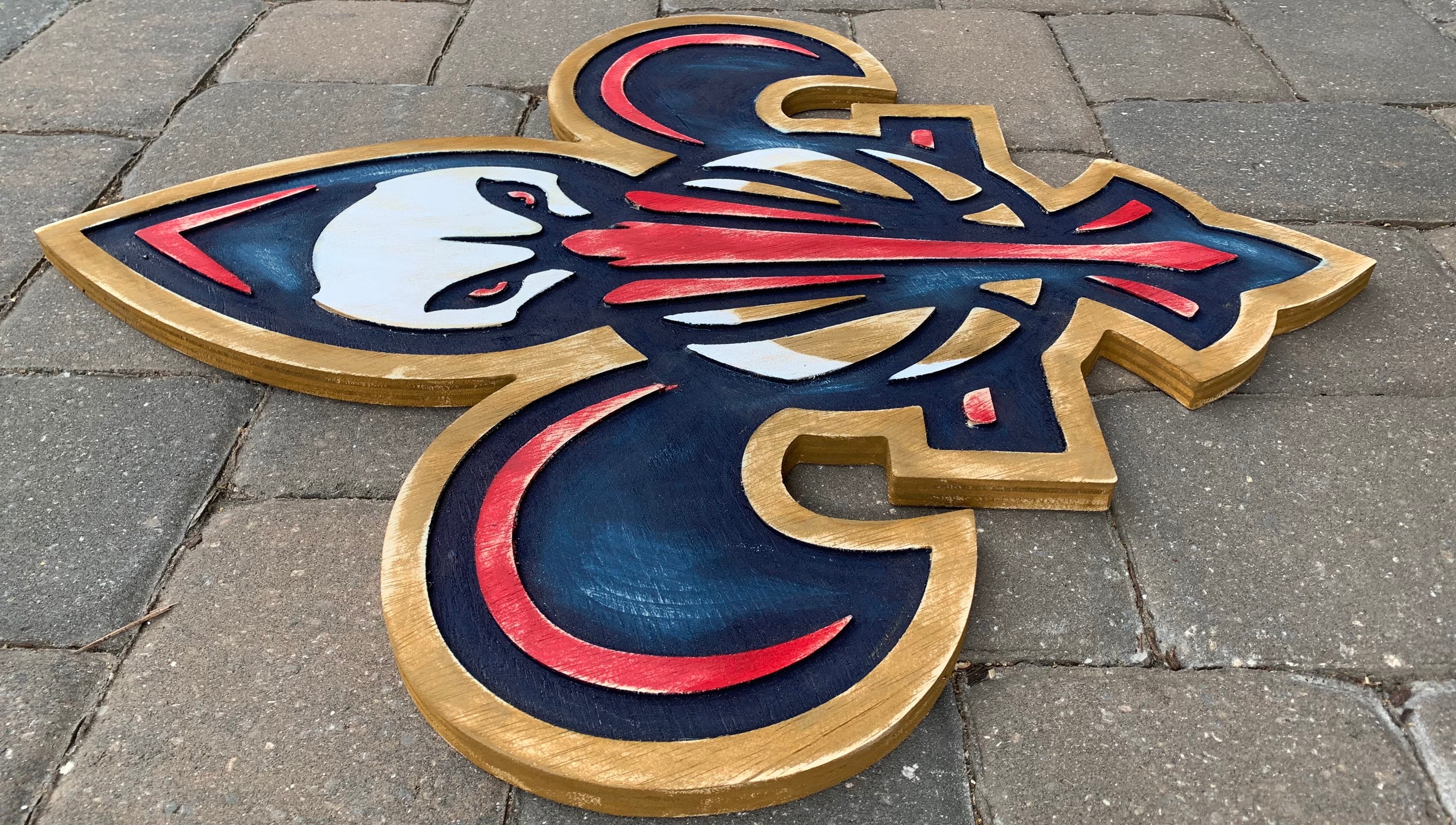 New Orleans Pelicans Fleur De Lis Wooden Wall Hanging Sign Etsy