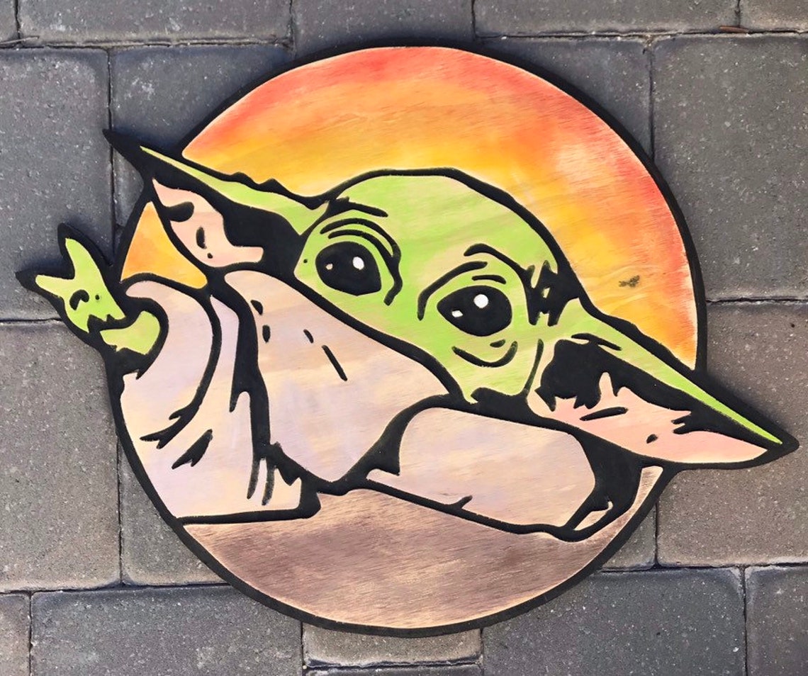 Star Wars Baby Yoda Rustic Wall Hanging Etsy