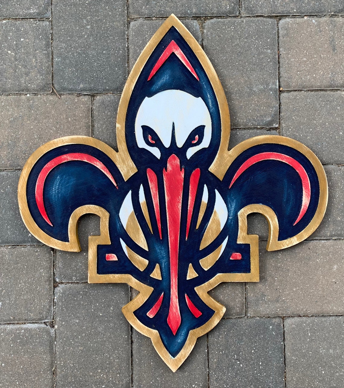 New Orleans Pelicans Fleur De Lis Wooden Wall Hanging Sign Etsy
