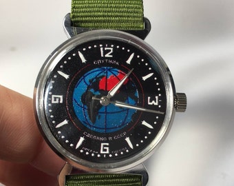 montre militaire soviétique vintage Pobeda Spoutnik : un symbole de l'époque