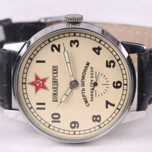 Komandirskie Sowjetunion Uhr Pobeda Tod den Spionen Sowjetunion Seltene Uhr Militäruhr Mechanische UdSSR Uhr Herrenuhr Geschenk für einen Freund Bild 6