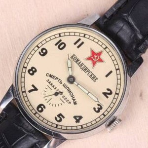 Komandirskie Montre soviétique Pobeda Mort aux espions Montre soviétique rare Montre militaire Montre mécanique de l'URSS Montre pour homme Cadeau pour un ami image 8