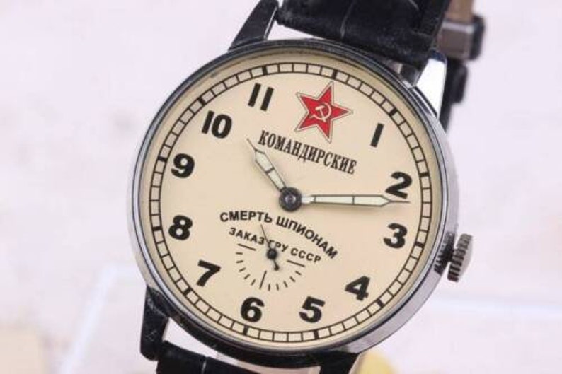 Komandirskie Montre soviétique Pobeda Mort aux espions Montre soviétique rare Montre militaire Montre mécanique de l'URSS Montre pour homme Cadeau pour un ami image 10