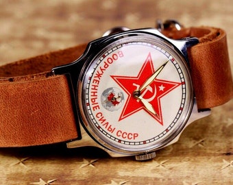 Montres-bracelets pour hommes Montre rare Pobeda Star Forces armées de l'URSS militaire Montres mécaniques Cadeau de victoire pour lui