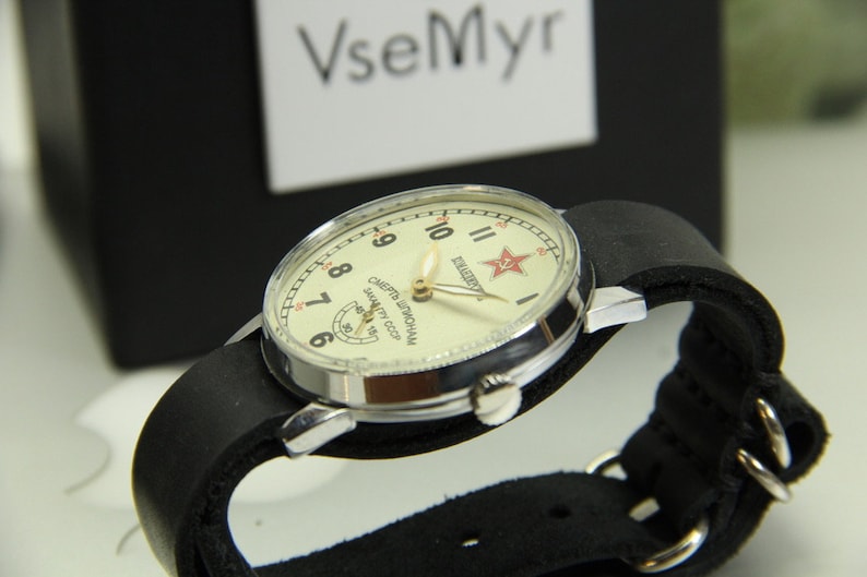 Komandirskie Soviet watch Pobeda Death to spies Rare watch Military watch Pobeda Mechanical USSR watch Men's watch Gift for a friend zdjęcie 9