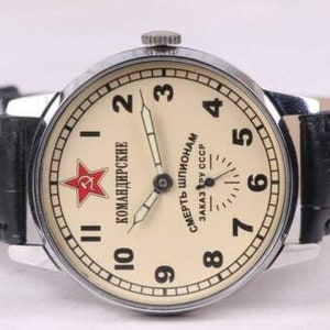 Komandirskie Montre soviétique Pobeda Mort aux espions Montre soviétique rare Montre militaire Montre mécanique de l'URSS Montre pour homme Cadeau pour un ami image 2